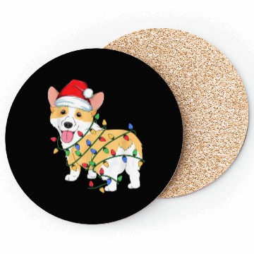 Discover Corgi Christmas Tree Xmas Lights Dog Lover Coasters