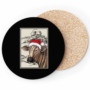Discover Christmas Cow Farming Xmas Animal Coasters