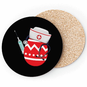 Discover Funny Easter Egg Nurse Stethoscope Syringe RN Coasters
