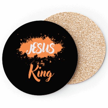 Discover JESUS is my King orange light Coasters