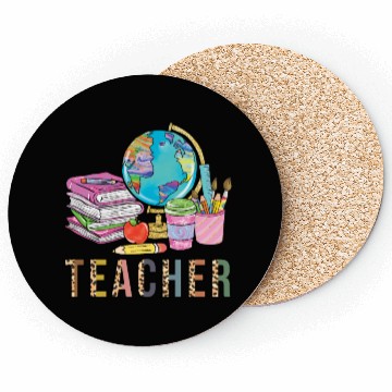 Discover Cute Teacher Leopard Print Globe First Day of Coasters
