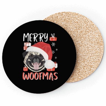 Discover Pug Merry Christmas Coasters