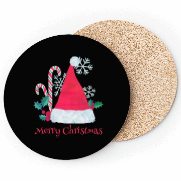 Discover Santa Hat and Candy Canes for Christmas Coasters