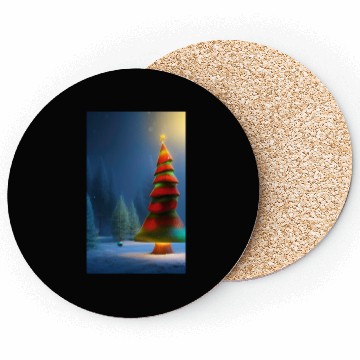 Discover Mushroom green and red Christmas tree Coasters