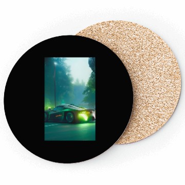 Discover Futuristic grey neon car Coasters