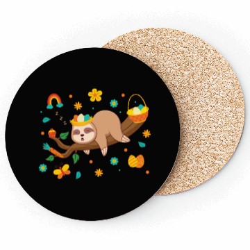 Discover Sleepy Sloth Easter Decorations Holiday Season Coasters