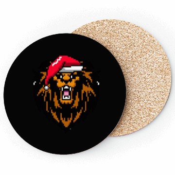 Discover Lion Pixelated Christmas - Funny Lion Xmas Coasters