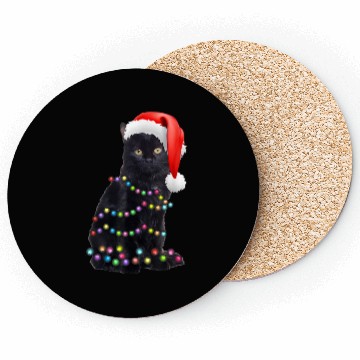 Discover Black Cat Christmas Light Funny Cat Love Christmas Coasters