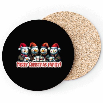 Discover Snowmen in christmas coral, image for end of year, Coasters