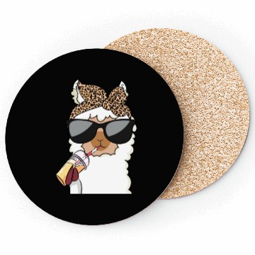 Discover Llama Leopard Girls Women Alpaca Lover Coasters