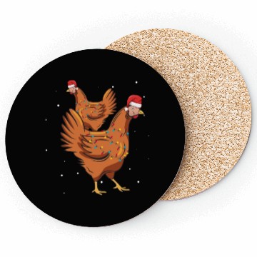 Discover Christmas Animals Chickens Xmas Farmer Coasters