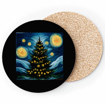 Discover Van Gogh Design Christmas Tree Coasters