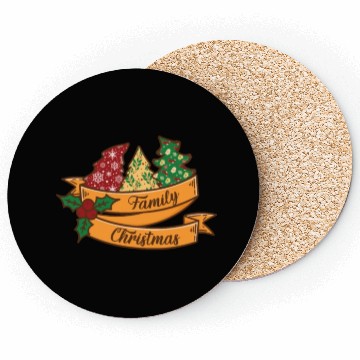 Discover Xmas Family Christmas Mistletoe Fir Tree Coasters