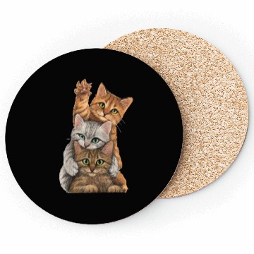 Discover cute little Cats playing Wall lovers kitty kittens Coasters