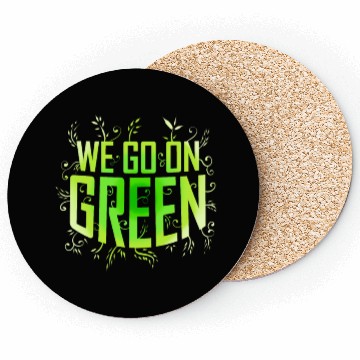 Discover We Go On Green Logo For Vegetarian And Vegan Coasters
