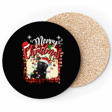 Discover Festive Cat Christmas Lights Design Coasters