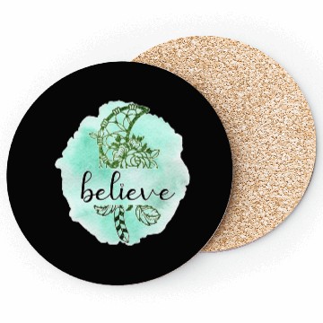 Discover Soothing Green Dream Catcher Believe Design Coasters