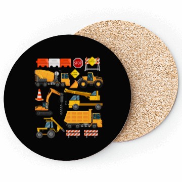 Discover Construction Payloader Tractor Dumptuck Coasters