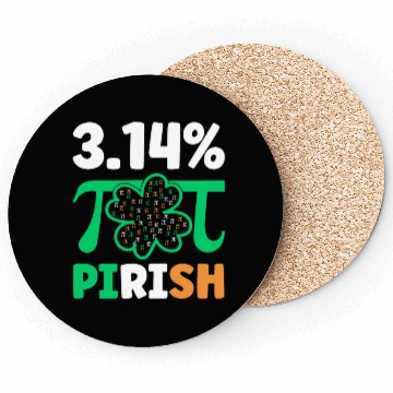 Discover 3.14% PIrish Funny St. Patricks Math Geek Pi Day Coasters