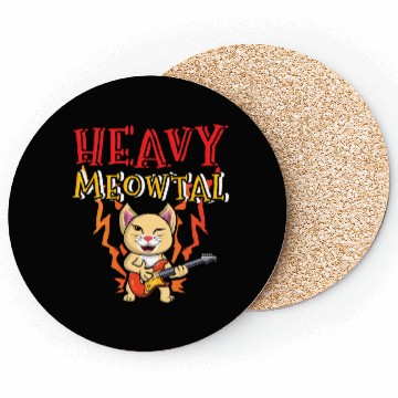 Discover Kawaii Cat Heavy Meow Metal Music Lover Guitar Coasters
