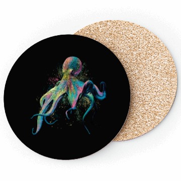 Discover Colorful Inked Octopus Illustration Coasters