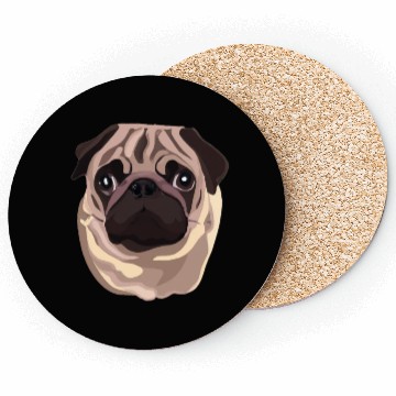 Discover Beautiful Pug Illustration : Dog Art Coasters
