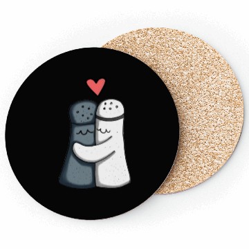 Discover Salt and Pepper Hugging Love : Funny illustration Coasters