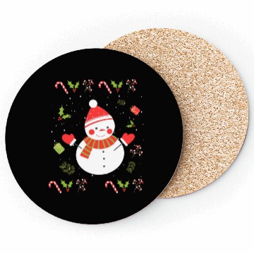 Discover Ugly Holiday Sweater Cute Snowman Coasters