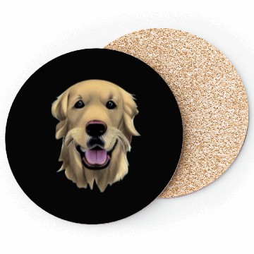 Discover Beautiful Golden Retriever Illustration Coasters
