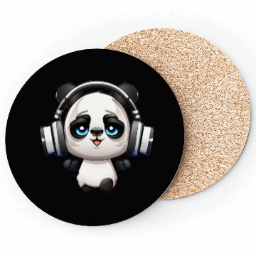Discover Cute Music Loving Panda Cartoon Coasters