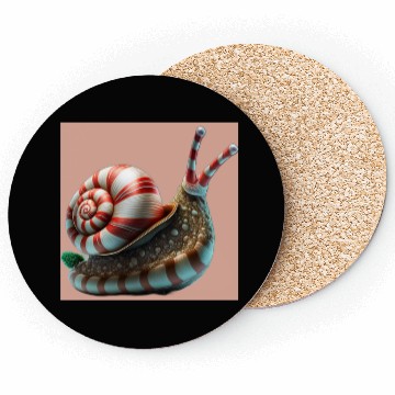 Discover Candy Cane Christmas red and white striped Snail Coasters
