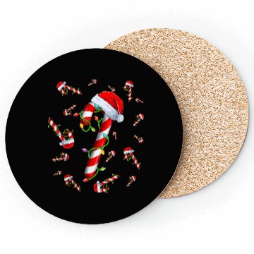 Discover Candy Cane Merry and Bright Red and White Candy Coasters