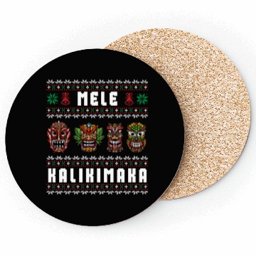 Discover Mele Kalikimaka Hawaii Tiki Funny Ugly Christmas Coasters