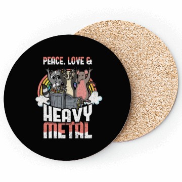 Discover Rock Love Peace Metal Kid Music Heavy Trash Racoon Coasters