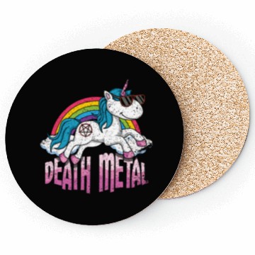 Discover Rainbow Unicorn Love Metal Music Heavy Rocker Coasters
