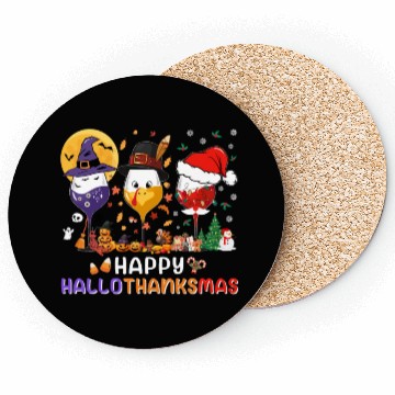 Discover Hallothanksmas Halloween Thanksgiving Christmas Coasters