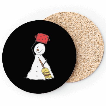 Discover funny snowman with mustache and carrot Coasters
