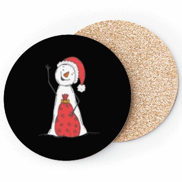 Discover funny snowman with mustache and carrot Coasters