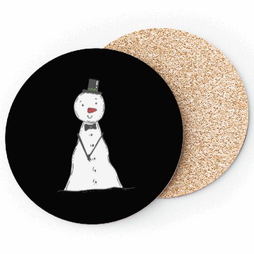Discover funny snowman with mustache and carrot Coasters