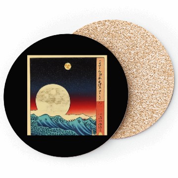 Discover Ukiyo-e Moon over Mountain Range, Japanese Print Coasters