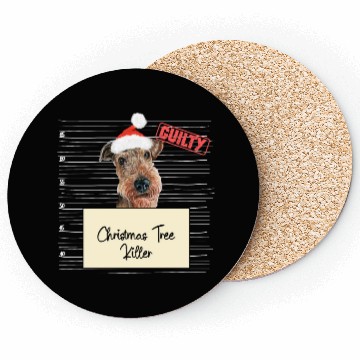 Discover Airedale Terrier christmas funny prison Coasters