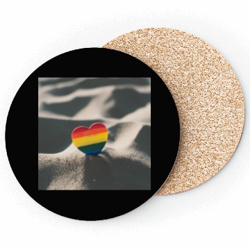 Discover LGBTQ Pride Love Heart in Sand Coasters
