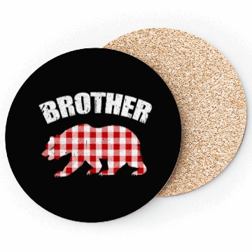 Discover Brother Birthday Plaid Bear Coasters