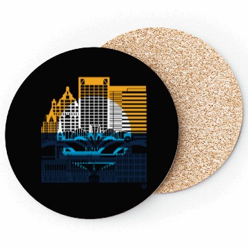 Discover Milwaukee Skyline Squared Milwaukee Peoples Flag D Coasters
