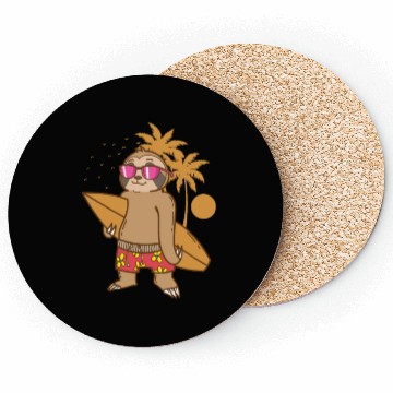 Discover Sloth on the Beach with Surfboard lazy Coasters