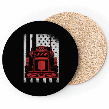 Discover Truck Driver US FLAG, Truck, Trucker Dad Coasters