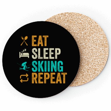 Discover EAT SLEEP SKIING REPEAT Funny ski Coasters, gift