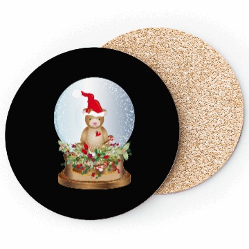 Discover beautiful nostalgic snow globe with teddy bear Coasters
