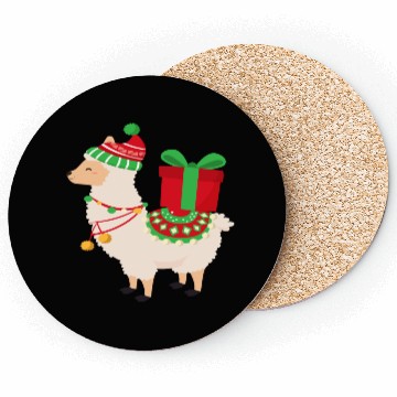 Discover Lama with Christmas present Coasters