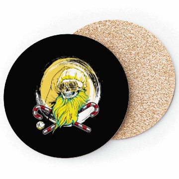 Discover skull santa hat candy cane crew Coasters